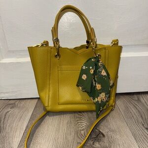 Steve Madden Yellow Pebbled Leather Tote with Floral Scarf